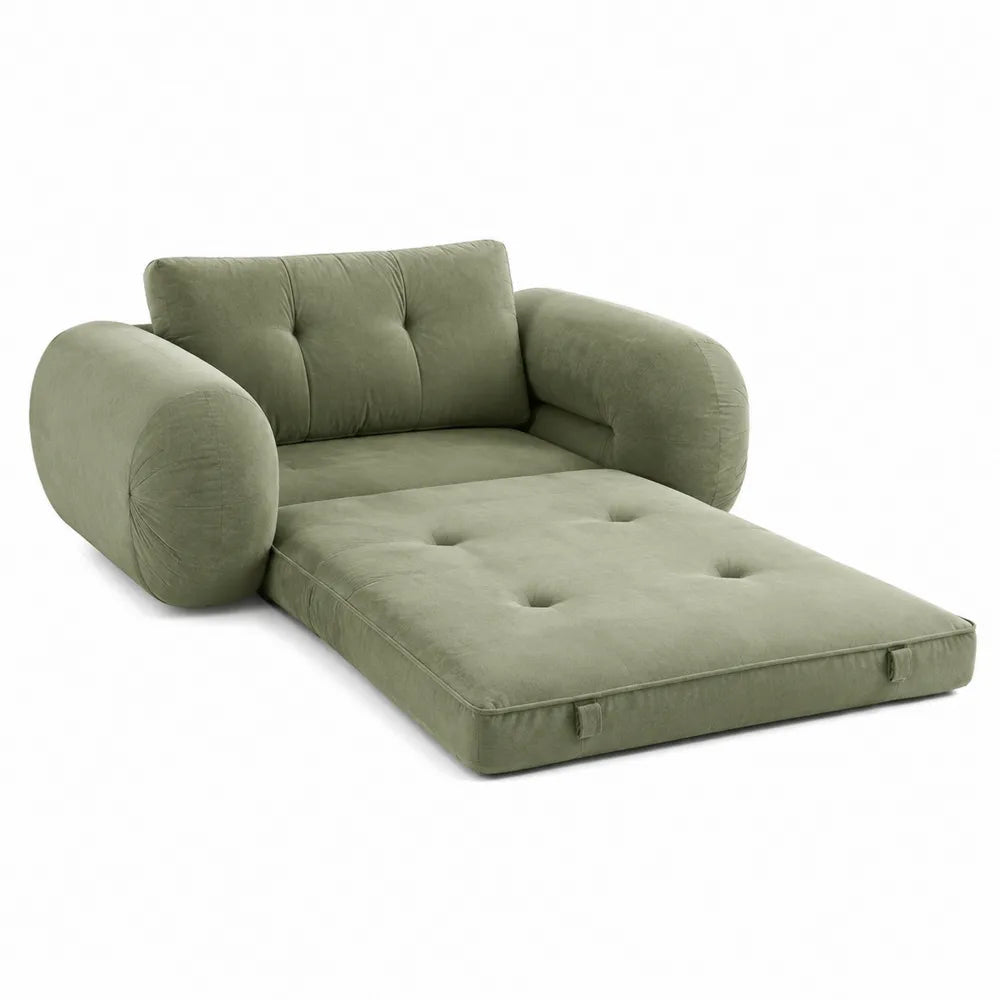 Sofa aksamitna zielona rozkładana 200cm x 80cm x 75cm