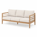Drewniana sofa z poduszkami poliestrowymi beżowymi 200 cm