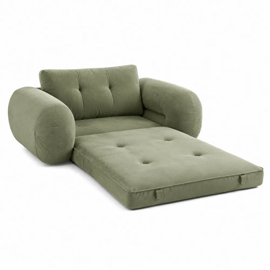Sofa aksamitna zielona rozkładana 200cm x 80cm x 75cm