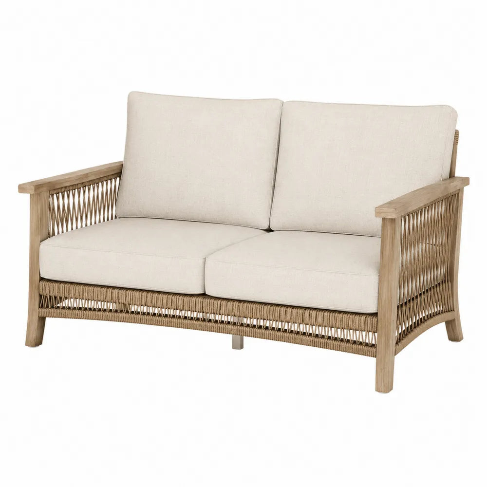 Sofa ogrodowa drewniana 2-osobowa jasny beżowy