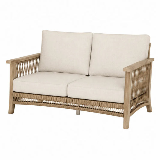 Sofa ogrodowa drewniana 2-osobowa jasny beżowy