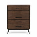 Komoda z drewna orzechowego z 5 szufladami 80x40x120 cm