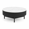 Stolik kawowy marmurowy blat metalowa rama czarno-biały 90 cm