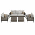 Zestaw mebli ogrodowych, metalowy stelaż, jasnoszary, sofa 200 cm
