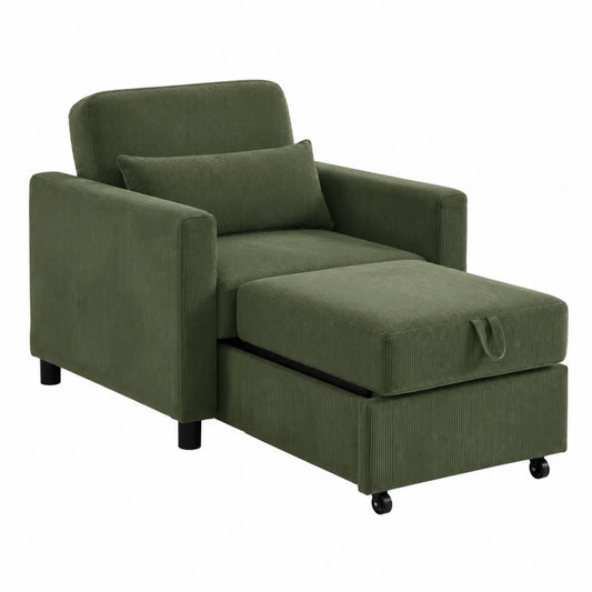 Rozkładana sofa z funkcją leżanki, sztruks, zielony