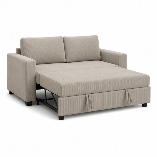 Sofa rozkładana z sztruksu beżowa