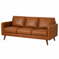 Sofa trzyosobowa z ekoskóry brązowa 200x85x75 cm
