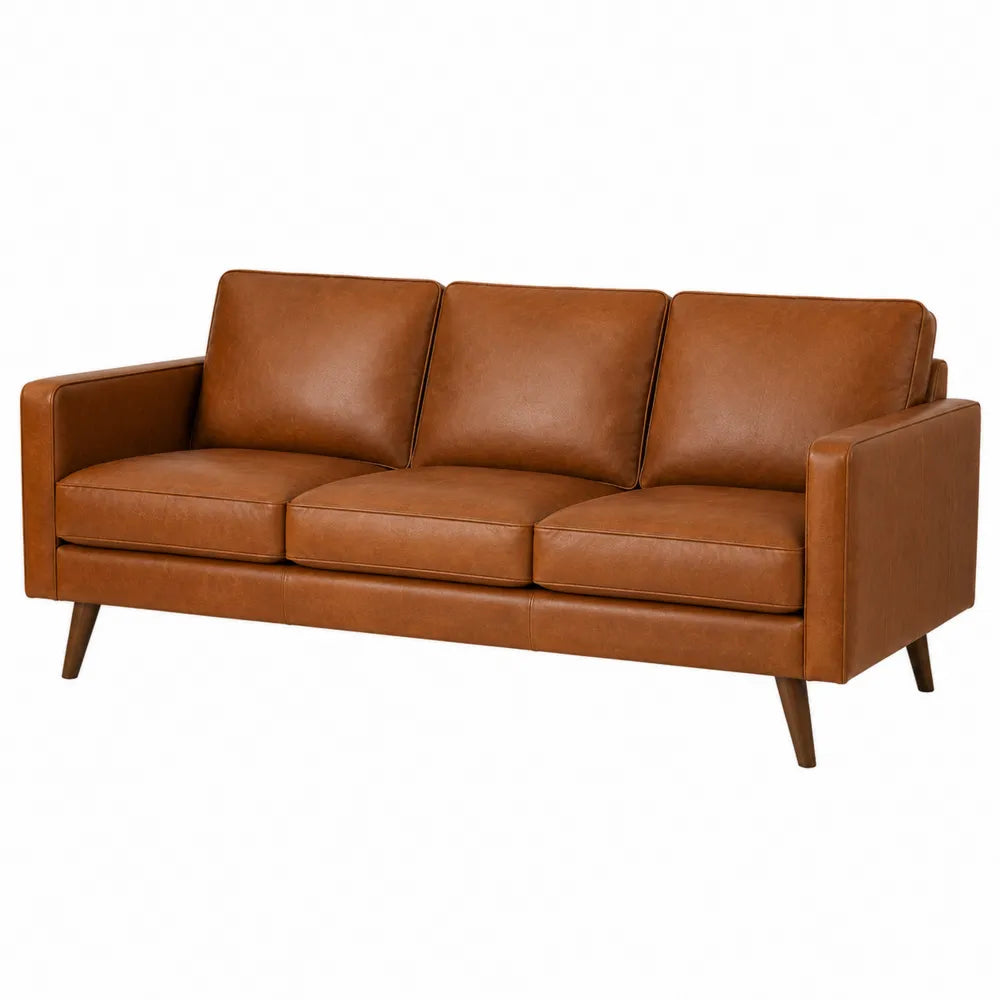 Sofa trzyosobowa z ekoskóry brązowa 200x85x75 cm
