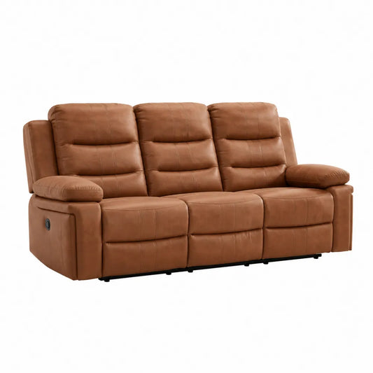 Sofa 3-osobowa z funkcją rozkładaną, skóra ekologiczna, brązowy