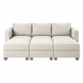 Modułowa sofa trzyosobowa z tkaniny beżowej